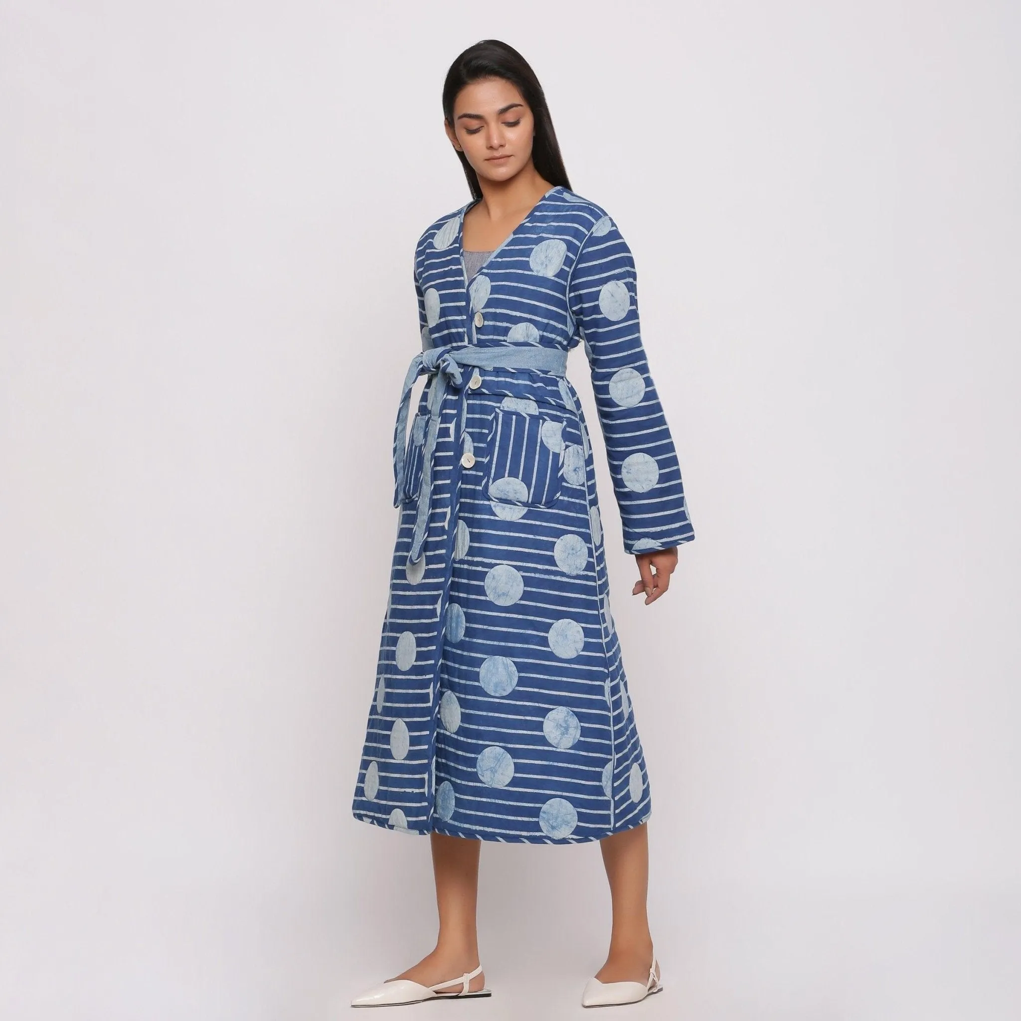 Reversible Dabu Block Print Quilted Cotton Outerwear
